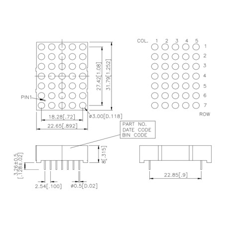 LTP1557AC-T, LED dot matrix displays