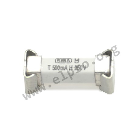 160516.8GT, Siba SMD fuses, time lag, with fuse clips, 4,5x16mm, 305V, 160516 series