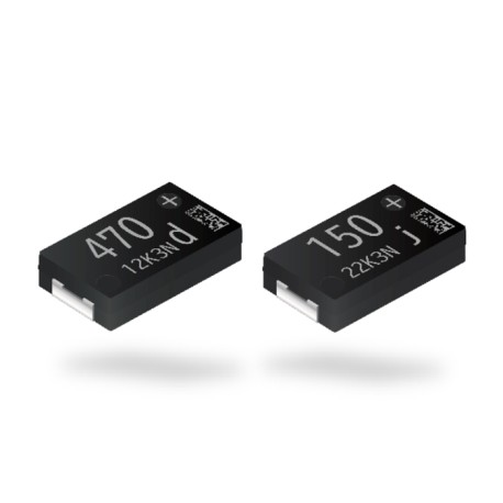 EEFJX0E471RE, Panasonic electrolytic capacitors, SMD, 125°C, low ESR, polymer aluminium, SP-Cap, JX series
