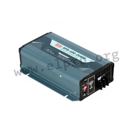 NPB-450-12NFC, Mean Well external battery chargers, 450W, for lead-acid and Li-ion batteries, NPB-450 series