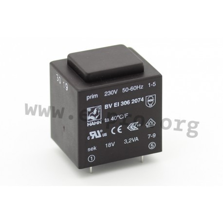 BVEI3062079, Hahn PCB transformers, 3VA, EI 30
