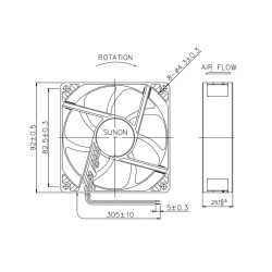 EF92252BX-1000U-A99, Sunon fans, 92x92x25mm, 24V DC, EE/EF/MF/GE/PF series