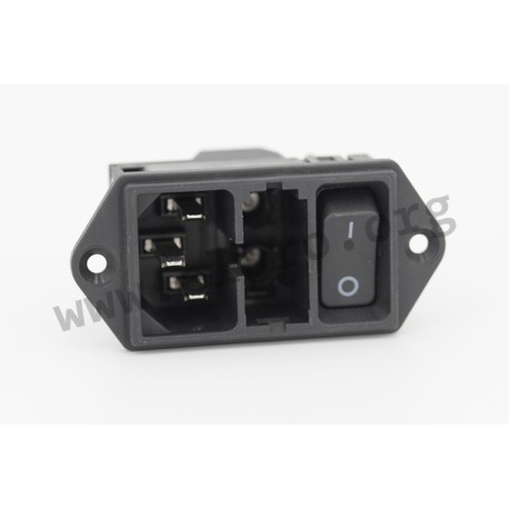 DD11.0121.1111, Schurter IEC appliance inlets, 70°C, with switch and 2 fuse holders, DD11 series