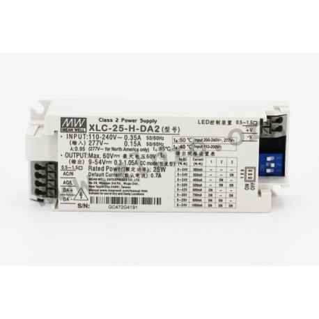 XLC-25-H-DA2S, Mean Well LED drivers, 25W, constant power, dimmable, DALI 2.0 interface, XLC-25 series