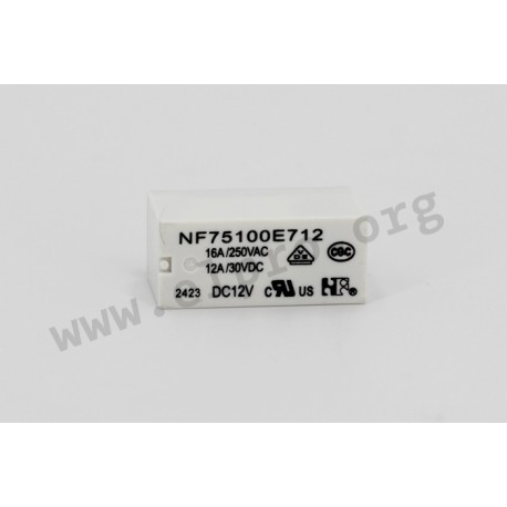 NF75-001E712, NF PCB relays, 12A / 16A, 1 changeover or 1 normally open contact, NF75 series