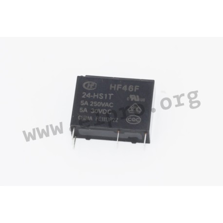 HF46F/24-HS1T, Hongfa PCB relays, 5A, 1 normally open contact, HF46F series