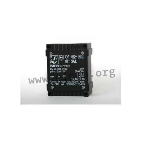 BVUI3010167, Hahn flat transformers, 3 to 6VA, UI 30