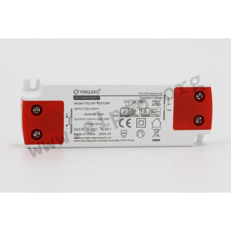 YSL20F-2400625, Yingjiao AC/DC-LED power supplies, 15W, IP20, Konstantspannung, YSL20F-15W series