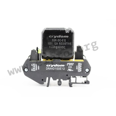 DRA4D100E12, Crydom solid state relays, 6 to 12A, 100 to 250V, MOSFET output, DC voltage, DIN rail, DRA4D series