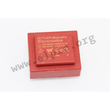 BV302S12006, Zettler PCB transformers, 0,6VA, EI 30