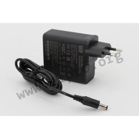 NGE45E24-P1J, Mean Well plug-in switching power supplies, 45W, for medical technology, energy efficiency Level VI, NGE45 series