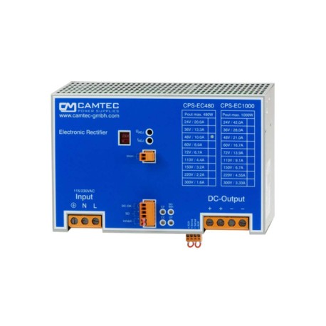 CPS-EC480.110(R2), Camtec DC rectifier battery charger, 480W, IP20, DIN rail mounting, CPS-EC480 series