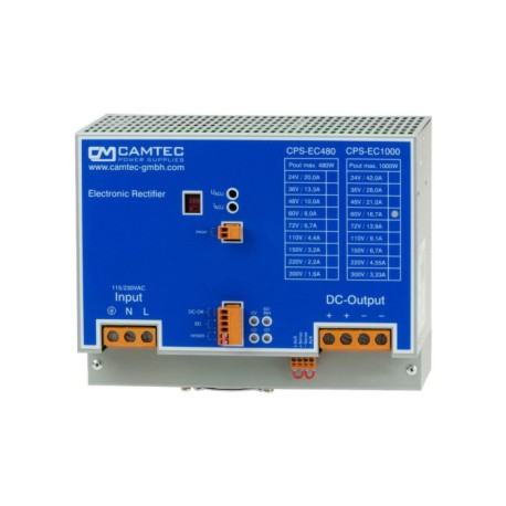 CPS-EC1000.060(R2), Camtec DC rectifier battery charger, 1008W, IP20, DIN rail mounting, CPS-EC1000 series