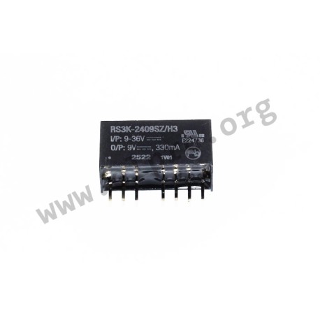 RS3K-0524S/H3, Recom DC/DC converters, 3W, SIL8 housing, RS3K-Z series