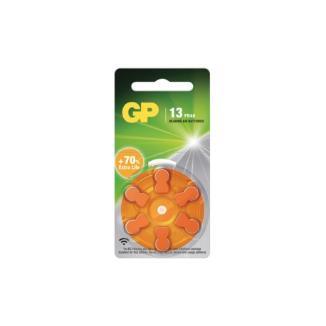 GPZA10F410C6, GP Batteries zinc air button cells, 1,45V, for hearing aids, ZA series