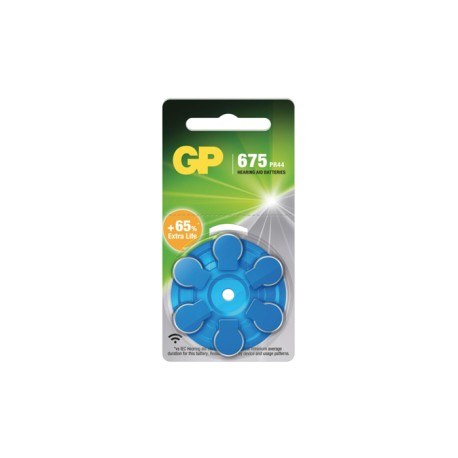 GPZA675F564C6, GP Batteries zinc air button cells, 1,45V, for hearing aids, ZA series
