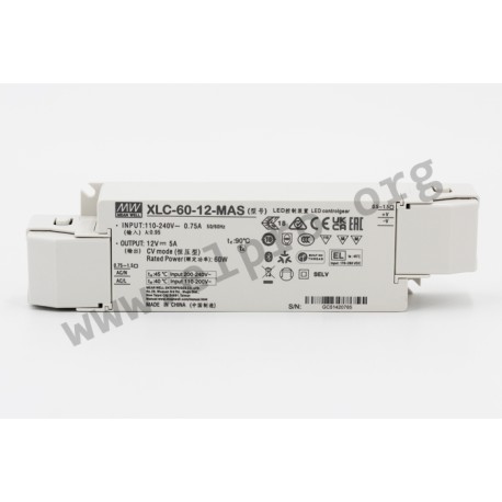 XLC-60-H-MAS, Mean Well LED power supplies, 60W, constant power/ constant voltage, adjustable, XLC-60-MA series
