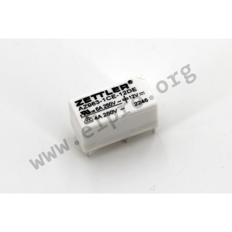 AZ963-1CE-24DE, Zettler PCB relays, 6A, 1 changeover or 1 normally open contact, AZ963 series