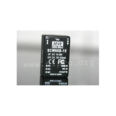 SCW08A-05, Mean Well DC/DC converters, 8W, DIL24 housing, SCW08 series