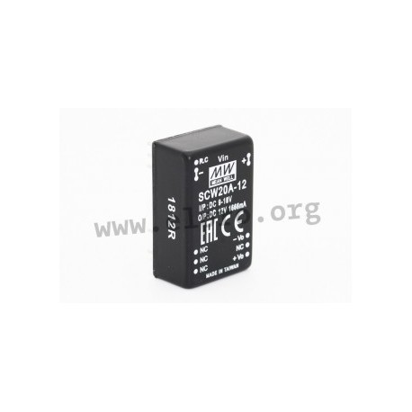 SCW20A-05, Mean Well DC/DC converters, 20W, DIL24 housing, SCW20 and DCW20 series