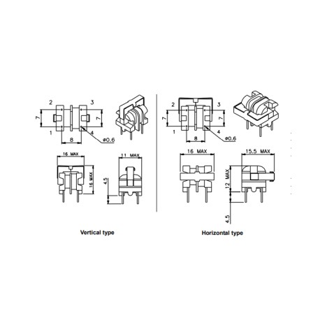 74336, Myrra Current-compensated chokes, vertical/horizontal unmoulded, 743_ series
