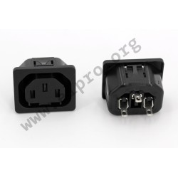 6600.4115.21, Schurter IEC appliance outlets, 70°C, snap-in, 6600-4 series