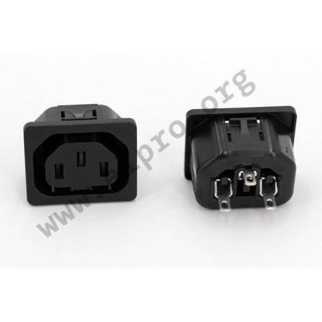 6600.4115.21, Schurter IEC appliance outlets, 70°C, snap-in, 6600-4 series