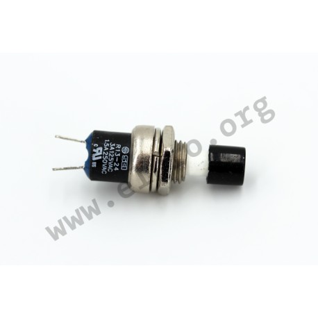 R13-24A-05-B, Shin Chin push button switch, for Ø7,2mm cutout, 1 normally open contact, R13-24A series