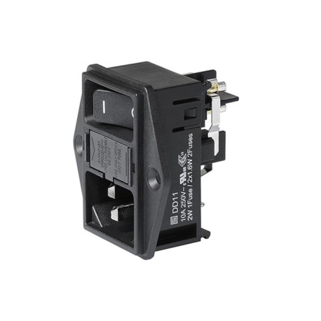 3-152-043, Schurter IEC appliance inlets, 70°C, with switch, DG11 series