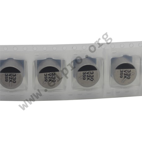 EEHZK1V331P, Panasonic electrolytic capacitors, SMD, 125°C, reflow, low ESR, hybrid, 4000h, ZK and ZT series