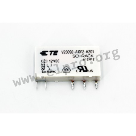 0-1393236-4, TE Connectivity PCB relays, 6A, 1 changeover contact, Schrack, SNR series