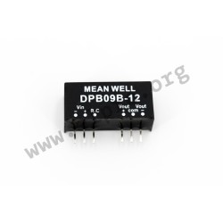 DPB09B-12, Mean Well DC/DC converters, 9W, SIL8 housing, SPB09 and DPB09 series