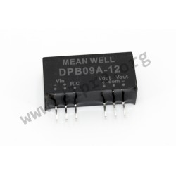 DPB09A-15, Mean Well DC/DC converters, 9W, SIL8 housing, SPB09 and DPB09 series