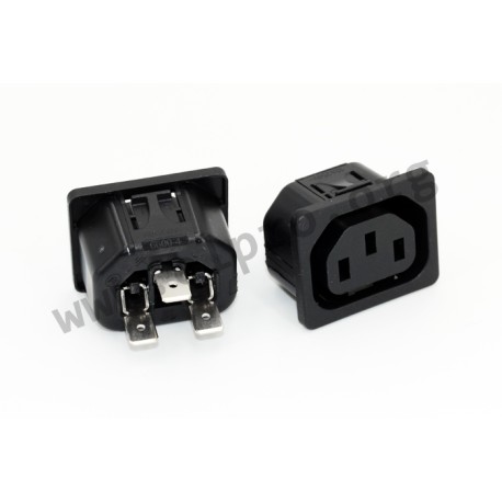 6600.4315.21, Schurter IEC-Kaltgeräteeinbaudosen, 70°C, Snap-In, 6600-4 Serie