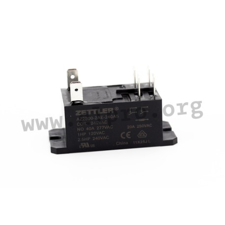 AZ2800-2AE-240A5, Zettler PCB relays, 40A, 2 changeover or 2 normally open contacts, AZ2800 and AZ2850 series