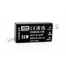 DKM30G-15N, Mean Well DC/DC-Wandler, 30W, 2x1, DKM30-N Serie