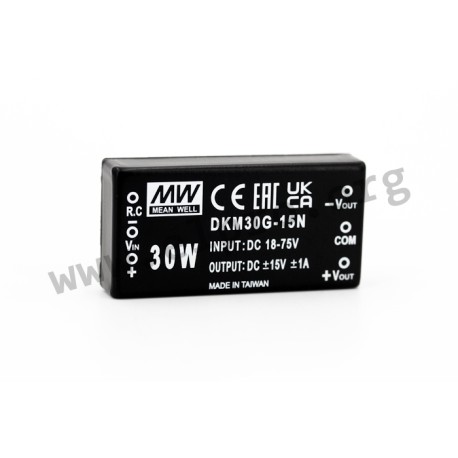 DKM30G-15N, Mean Well DC/DC converters, 30W, 2x1, DKM30-N series