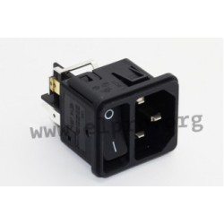 DC11.0001.401, Schurter  IEC-Kaltgeräteeinbaustecker, 70°C, mit Schalter, DC11 Serie