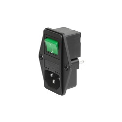 4304.6079, Schurter IEC appliance inlets, 70°C, with switch and fuse holder, 6762 series