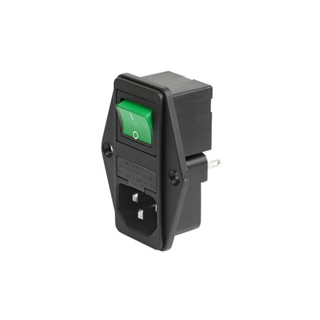 4304.6090, Schurter IEC appliance inlets, 70°C, with switch and fuse holder, 6762 series