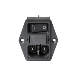 3-131-462, Schurter IEC-Kaltgeräteeinbaustecker, 70°C, mit Schalter und 2 Sicherungshaltern, DD11 Serie