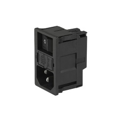 KM00.1205.11, Schurter IEC appliance inlets, 70°C, with switch and 2 fuse holders, KM series
