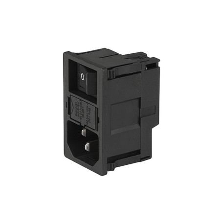 KM00.1205.11, Schurter IEC appliance inlets, 70°C, with switch and 2 fuse holders, KM series