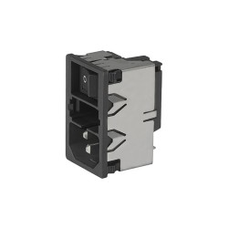 KM01.1205.11, Schurter IEC appliance inlets, 70°C, with switch and 2 fuse holders, KM series