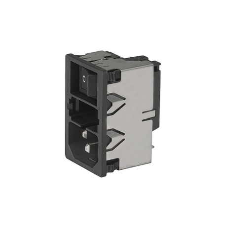 KM01.1205.11, Schurter IEC appliance inlets, 70°C, with switch and 2 fuse holders, KM series