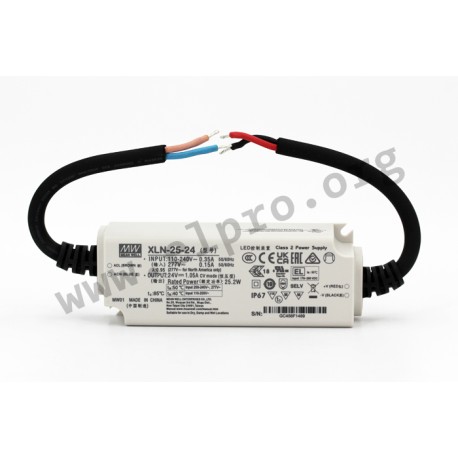 XLN-25-24, Mean Well LED-Schaltnetzteile, 25W, IP67, Konstantspannung, XLN-25 Serie