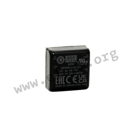 SKMW40G-24, Mean Well DC/DC-Wandler, 1x1-Gehäuse, geregelt, DKMW40 und SKMW40 Serie