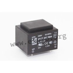 BVEI3034003, Hahn PCB transformers, 1,5VA, EI 30