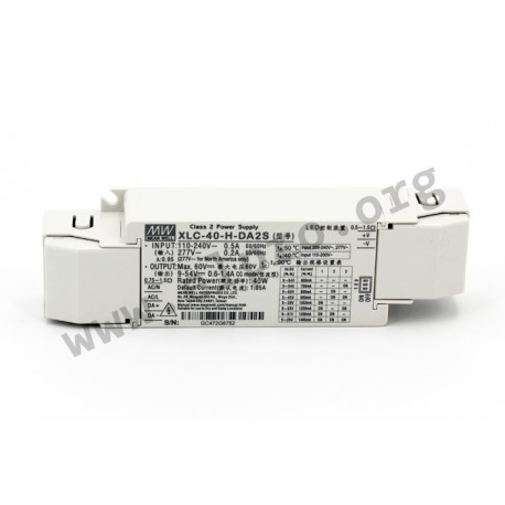 XLC-40-H-DA2SN, Mean Well LED drivers, 40W, constant power, dimmable, DALI 2.0 interface, XLC-40 series