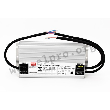 HLG-480H-C1400AB, Mean Well LED-Schaltnetzteile, 480W, IP65, Konstantstrom, dimmbar, einstellbar, HLG-480H-C Serie